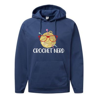 Crochet Nerd Funny Grandma Mom Crocheting Yarn Lover Gift Performance Fleece Hoodie