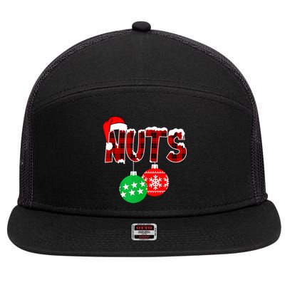 Chest Nuts Funny Matching Chestnuts Christmas Couples Nuts 7 Panel Mesh Trucker Snapback Hat
