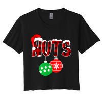 Chest Nuts Funny Matching Chestnuts Christmas Couples Nuts Women's Crop Top Tee