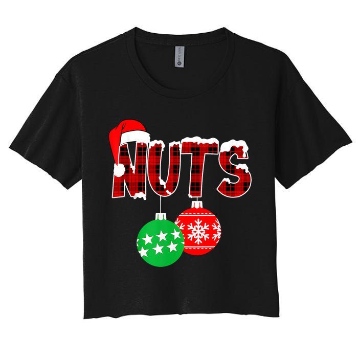 Chest Nuts Funny Matching Chestnuts Christmas Couples Nuts Women's Crop Top Tee