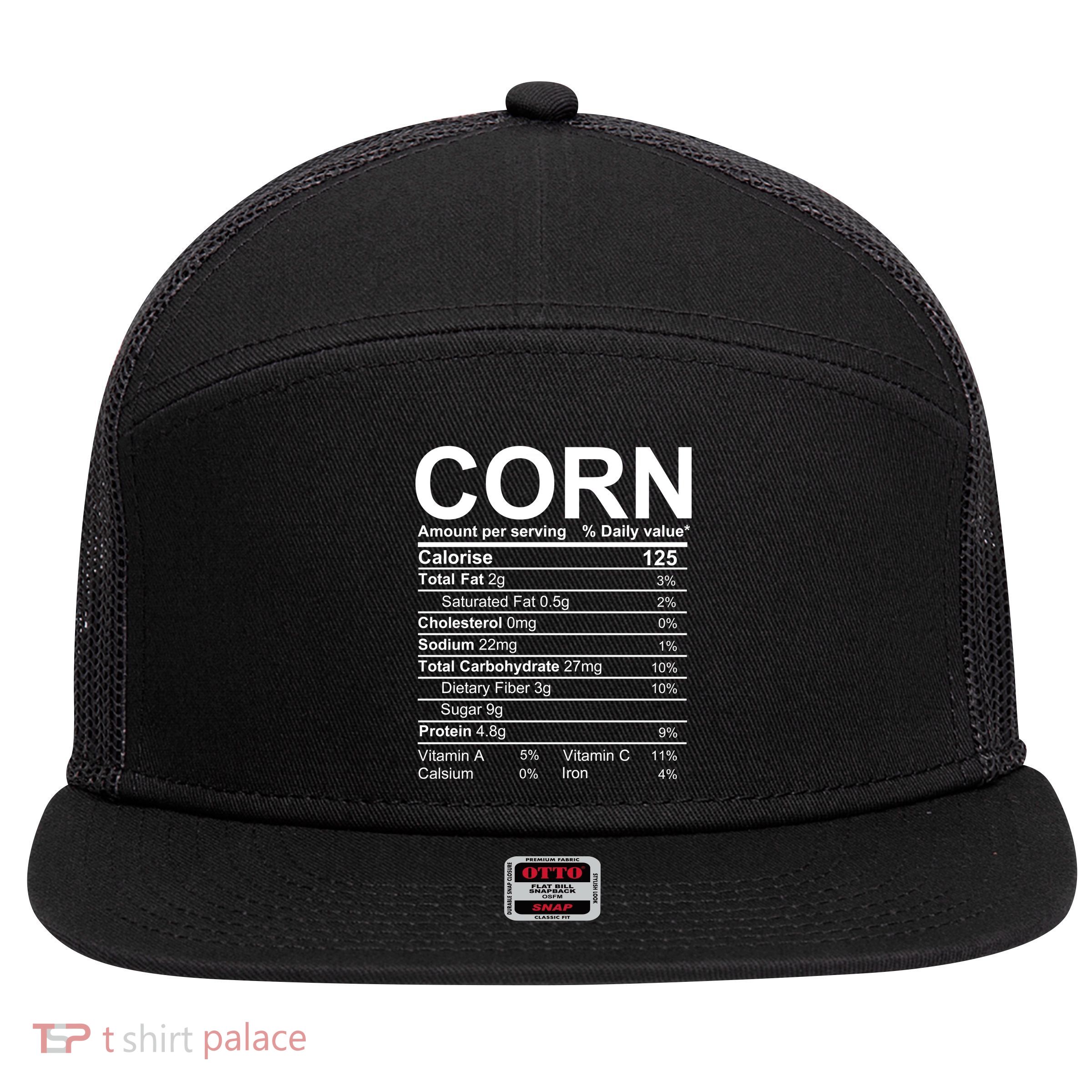 Corn Nutrition Facts Label 7 Panel Mesh Trucker Snapback Hat