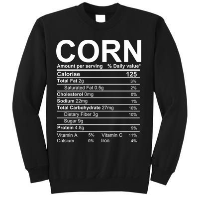 Corn Nutrition Facts Label Sweatshirt