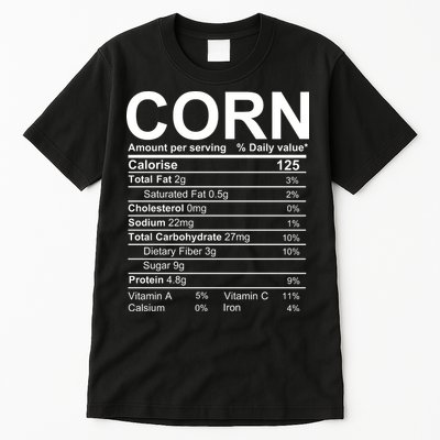 Corn Nutrition Facts Label Tall T-Shirt
