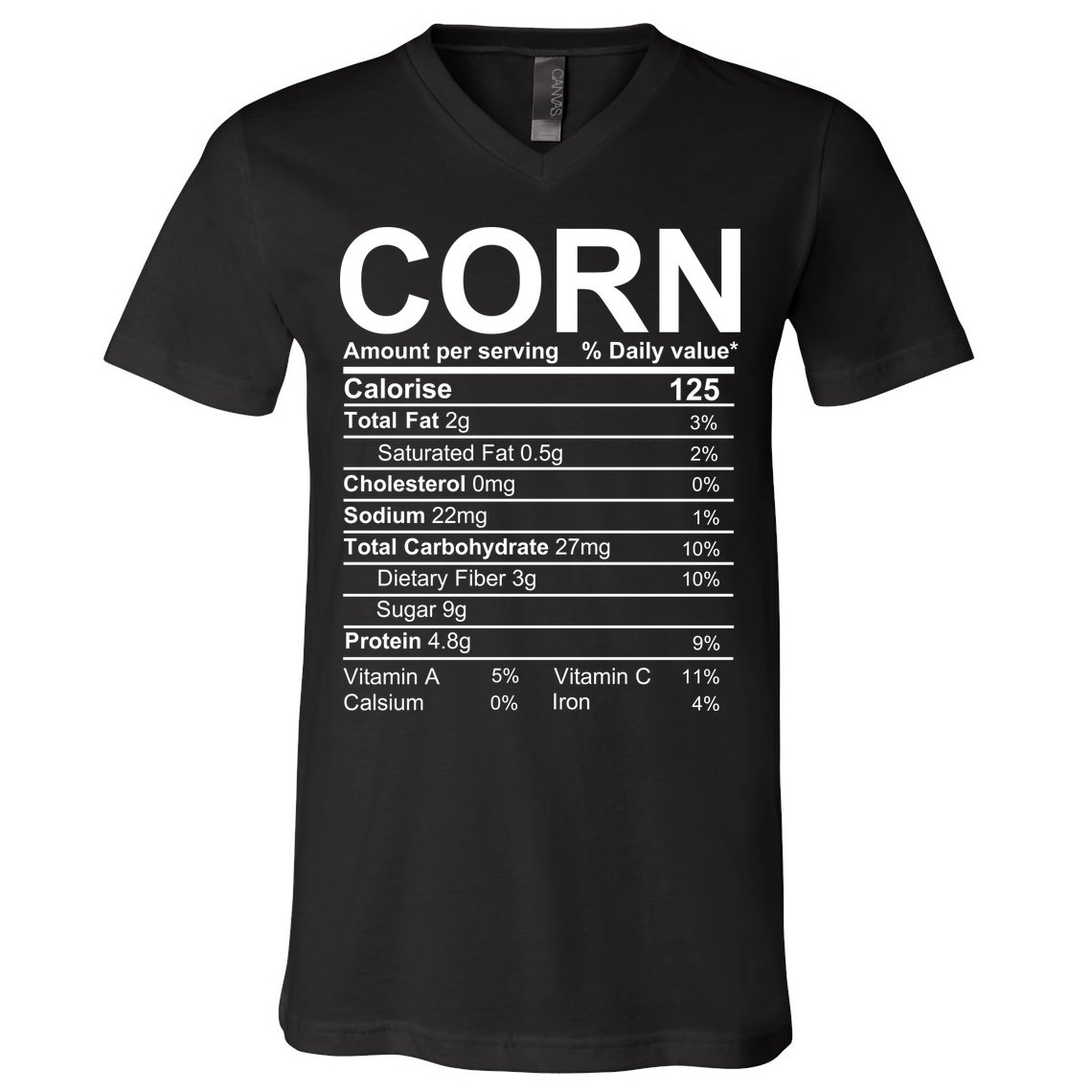 Corn Nutrition Facts Label V-Neck T-Shirt