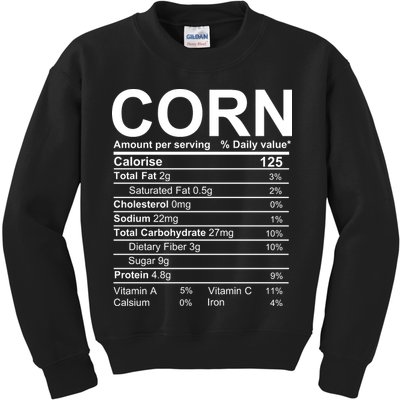 Corn Nutrition Facts Label Kids Sweatshirt