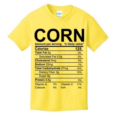 Corn Nutrition Facts Label Kids T-Shirt