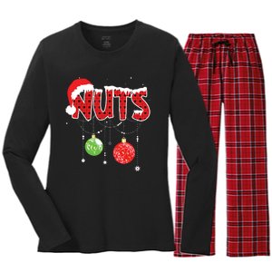 Chest Nuts Funny Matching Chestnuts Christmas Couples Nuts Women's Long Sleeve Flannel Pajama Set 