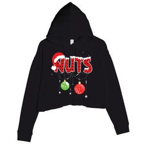 Chest Nuts Funny Matching Chestnuts Christmas Couples Nuts Crop Fleece Hoodie