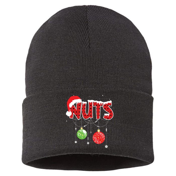 Chest Nuts Funny Matching Chestnuts Christmas Couples Nuts Sustainable Knit Beanie