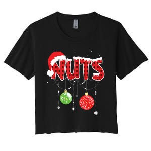 Chest Nuts Funny Matching Chestnuts Christmas Couples Nuts Women's Crop Top Tee