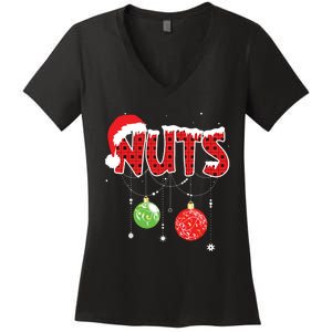 Chest Nuts Funny Matching Chestnuts Christmas Couples Nuts Women's V-Neck T-Shirt