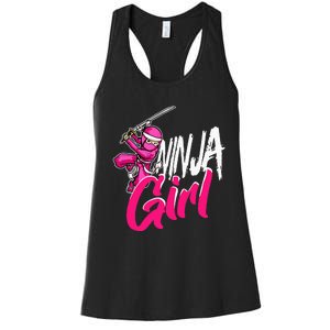 Cute Ninja Fighter Costume Pink Ninja Women's Racerback Tank