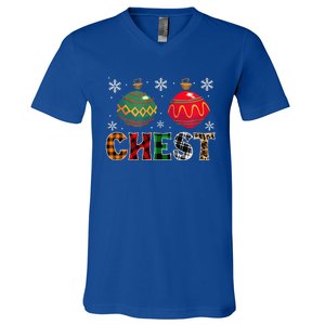 Chest Nuts Funny Matching Chestnuts Christmas Couples Chest Cute V-Neck T-Shirt