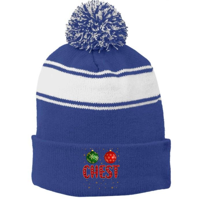 Chest Nuts Funny Matching Chestnuts Christmas Couples Chest Gift Stripe Pom Pom Beanie