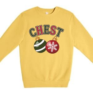 Chest Nuts Funny Matching Couple Chestnuts Christmas Premium Crewneck Sweatshirt