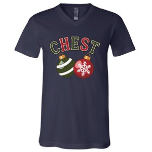 Chest Nuts Funny Matching Couple Chestnuts Christmas V-Neck T-Shirt