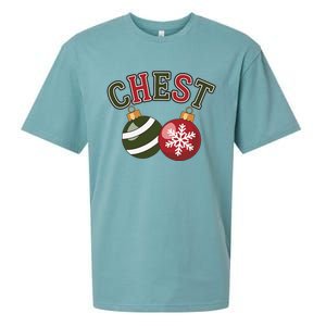 Chest Nuts Funny Matching Couple Chestnuts Christmas Sueded Cloud Jersey T-Shirt