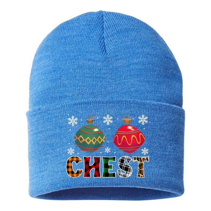 Chest Nuts Funny Matching Chestnuts Christmas Couples Chest Funny Gift Sustainable Knit Beanie