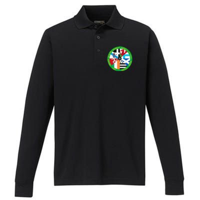 Celtic Nations Flags Celtic Nations Performance Long Sleeve Polo