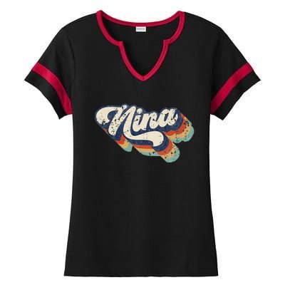 Cute Nina For Grandma Best Nina Ever MotherS Day Ladies Halftime Notch Neck Tee