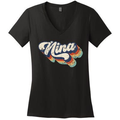 Cute Nina For Grandma Best Nina Ever MotherS Day Women's V-Neck T-Shirt