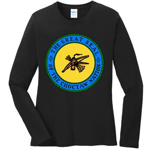 Choctaw Nation Flag Seal Choctaw Ladies Long Sleeve Shirt