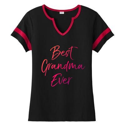 Cute New Grandmother Gift From Grand Best Grandma Ever Cool Gift Ladies Halftime Notch Neck Tee