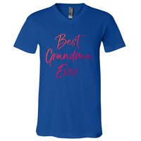 Cute New Grandmother Gift From Grand Best Grandma Ever Cool Gift V-Neck T-Shirt