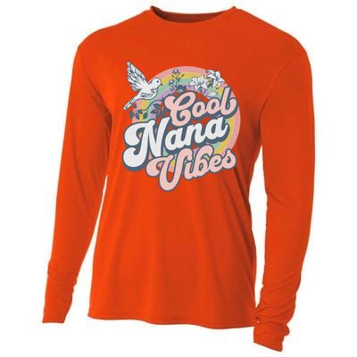 Cool Nana Grandma Retro Groovy And Pretty Gift Cooling Performance Long Sleeve Crew