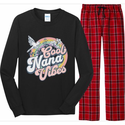 Cool Nana Grandma Retro Groovy And Pretty Gift Long Sleeve Pajama Set