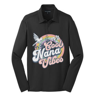 Cool Nana Grandma Retro Groovy And Pretty Gift Silk Touch Performance Long Sleeve Polo