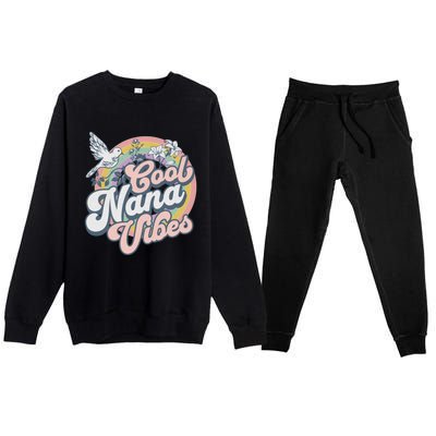 Cool Nana Grandma Retro Groovy And Pretty Gift Premium Crewneck Sweatsuit Set