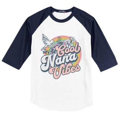 Cool Nana Grandma Retro Groovy And Pretty Gift Baseball Sleeve Shirt