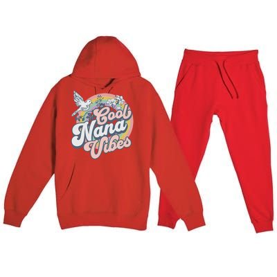 Cool Nana Grandma Retro Groovy And Pretty Gift Premium Hooded Sweatsuit Set