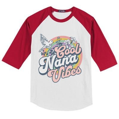 Cool Nana Grandma Retro Groovy And Pretty Gift Kids Colorblock Raglan Jersey