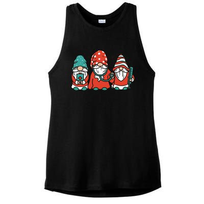 Christmas Nurse Gnomes Holiday Ladies PosiCharge Tri-Blend Wicking Tank