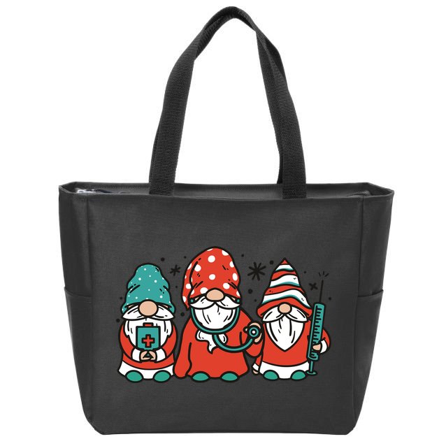 Christmas Nurse Gnomes Holiday Zip Tote Bag