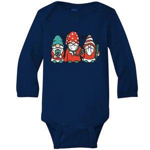 Christmas Nurse Gnomes Holiday Baby Long Sleeve Bodysuit