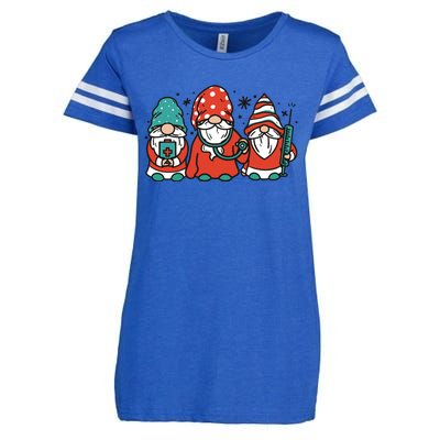 Christmas Nurse Gnomes Holiday Enza Ladies Jersey Football T-Shirt