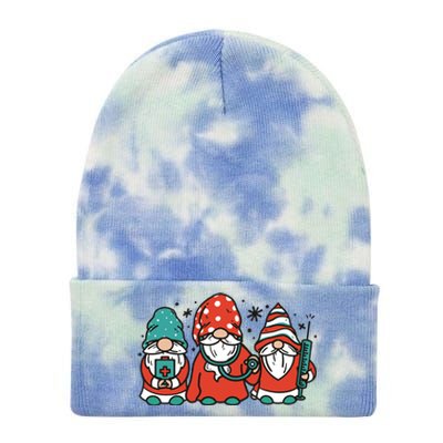 Christmas Nurse Gnomes Holiday Tie Dye 12in Knit Beanie