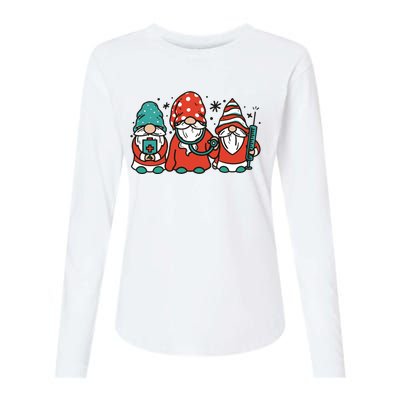 Christmas Nurse Gnomes Holiday Womens Cotton Relaxed Long Sleeve T-Shirt