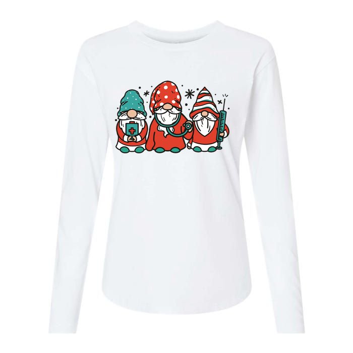 Christmas Nurse Gnomes Holiday Womens Cotton Relaxed Long Sleeve T-Shirt