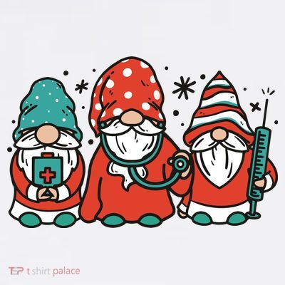 Christmas Nurse Gnomes Holiday T-Shirt