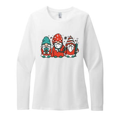 Christmas Nurse Gnomes Holiday Womens CVC Long Sleeve Shirt