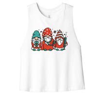 Christmas Nurse Gnomes Holiday Women's Racerback Cropped Tank