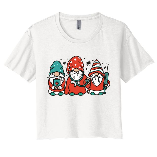 Christmas Nurse Gnomes Holiday Crop Top