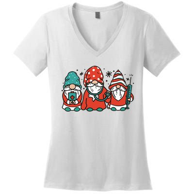 Christmas Nurse Gnomes Holiday Women's V-Neck T-Shirt