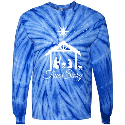 Christmas Nativity Gift True Story Nativity Scene Funny Gift Cute Gift Tie-Dye Long Sleeve Shirt