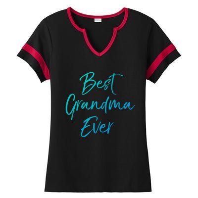 Cute New Grandmother Gift From Grand Best Grandma Ever Gift Ladies Halftime Notch Neck Tee