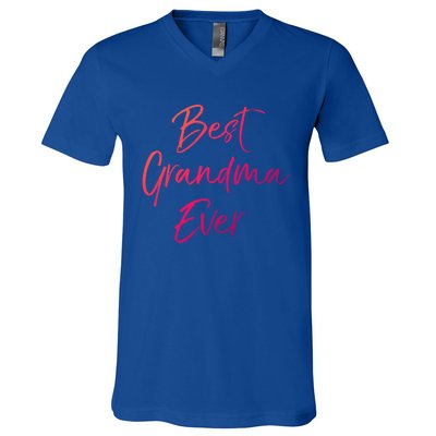 Cute New Grandmother Gift From Grand Best Grandma Ever Gift V-Neck T-Shirt